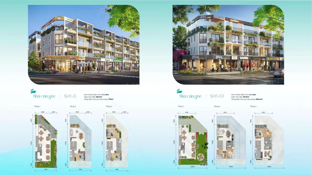 Sản phẩm nhà căn góc Khu đô thị LA Home Long An